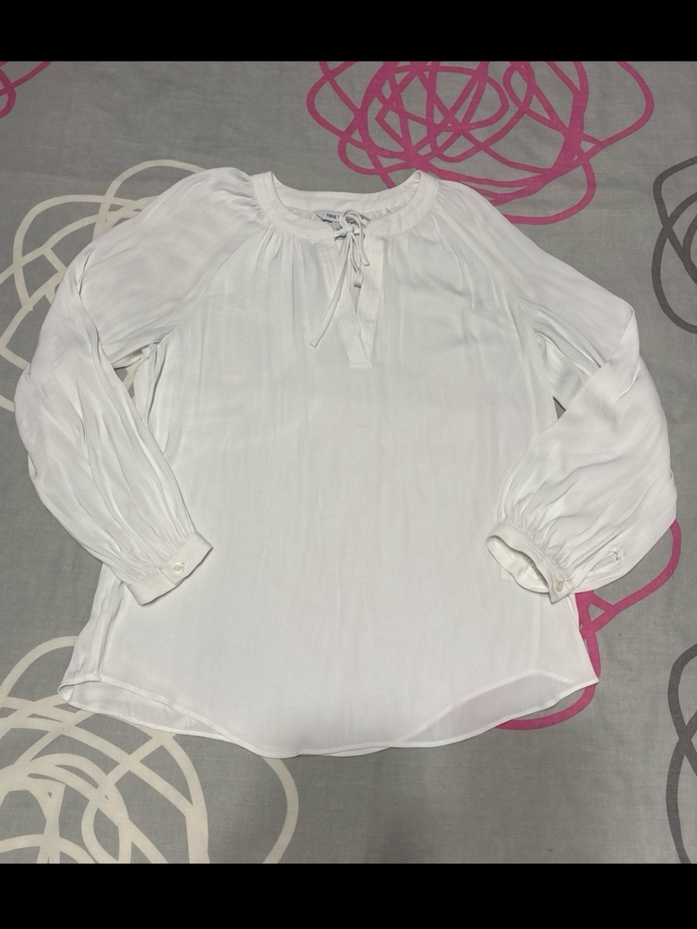 Nine West White Tie Front Blouse